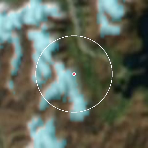 Imagen de satélite de Treble Cone con la nieve marcada
