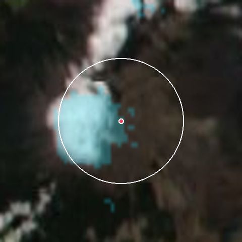 Imagen de satélite de Tukino con la nieve marcada