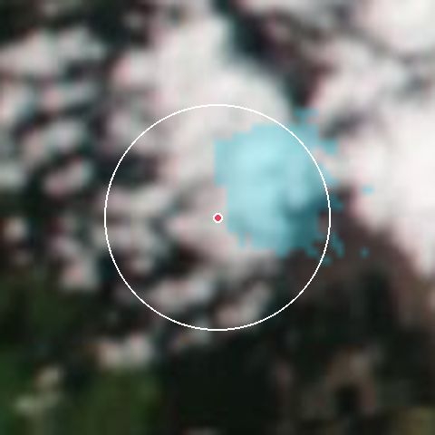Imagen de satélite de Turoa con la nieve marcada