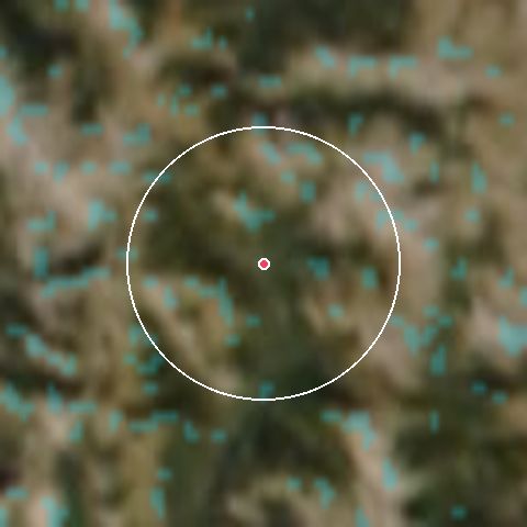 Imagen de satélite de Val d'Allos con la nieve marcada