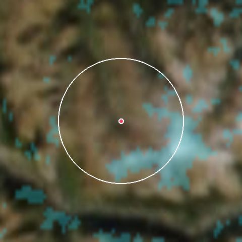 Imagen de satélite de Val Thorens con la nieve marcada