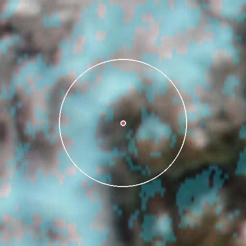 Imagen de satélite de Voss Fjellandsby/Myrkdalen con la nieve marcada