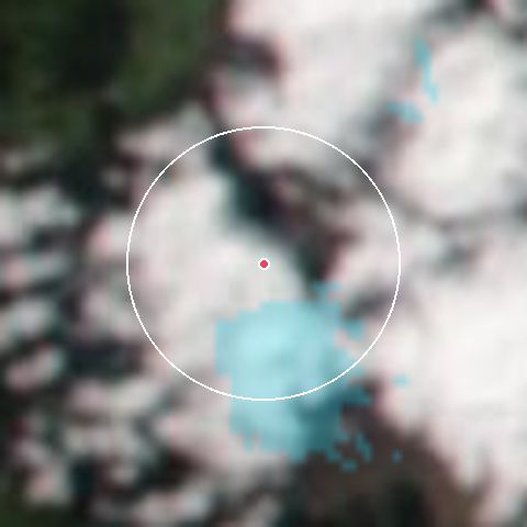 Imagen de satélite de Whakapapa con la nieve marcada