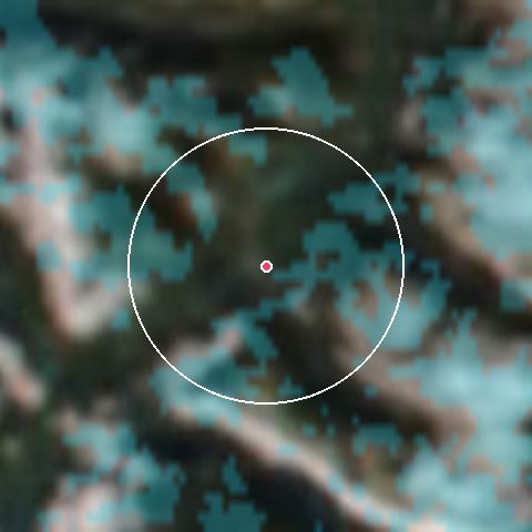 Imagen de satélite de Whistler Blackcomb con la nieve marcada