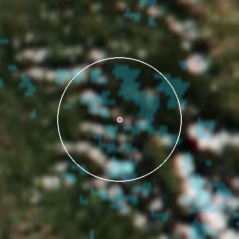 Imagen de satélite de Zieleniec Sport Arena con la nieve marcada